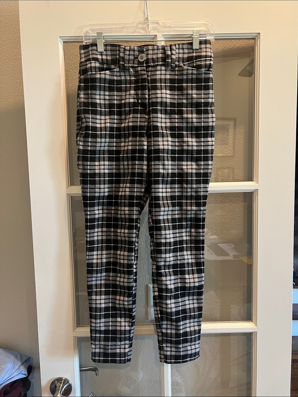 Maurices Black & White Plaid Straight Leg Pants